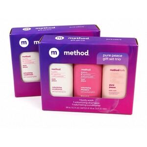 Lot of 2 Method Pure Peace Gift Set Trio Body Wash Shampoo Conditioner New